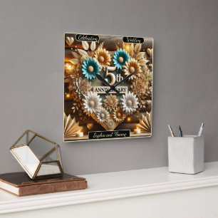 Arrangemanga Blommigten för timodig hjärtan Fyrkantig Klocka