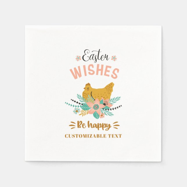 arrangemanga blommor från påsk och kyckling från p pappersservett (Framsidan)