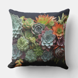 Arrangemanga färgstarka sukulationer kudde