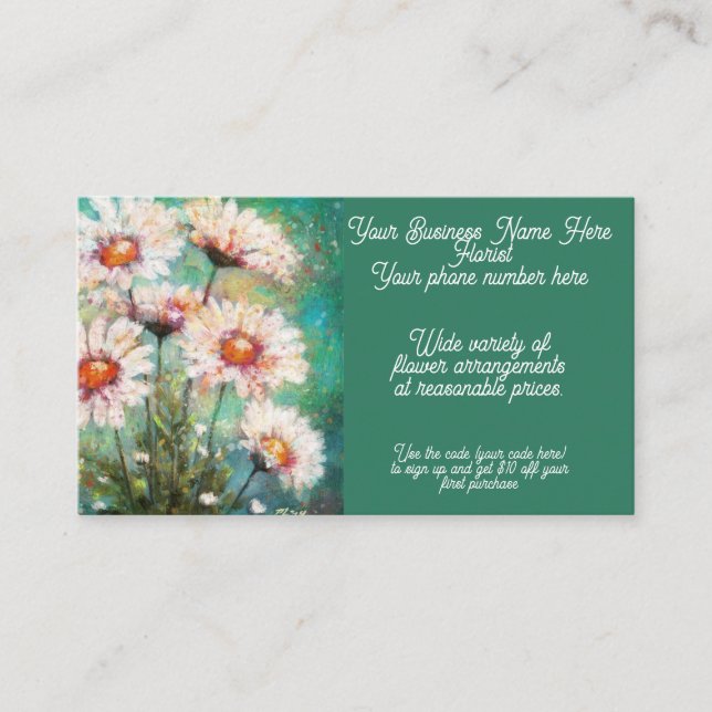 Arrangemanga, förutseende Daisy med blomsterblommo Visitkort (Framsida)