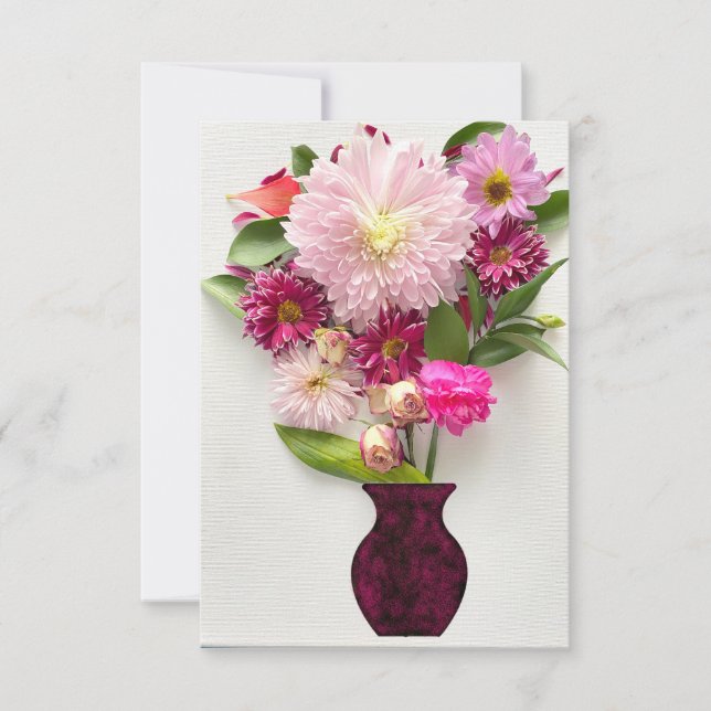 Arrangemangt anteckningskort för rosa Blommigt (Framsida)