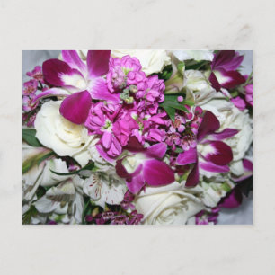 Arrangemangt foto med lila och vitblomma vykort