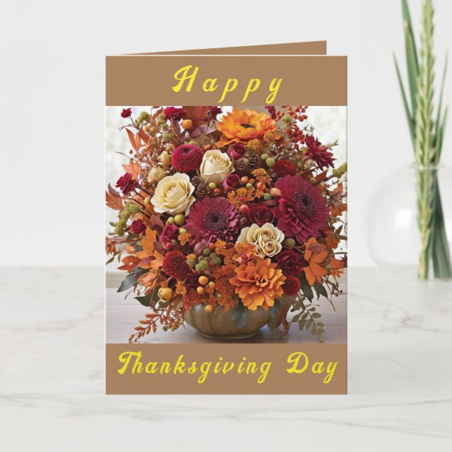 Arrangemangt kort för thanksgiving Blommigt (Framsida)