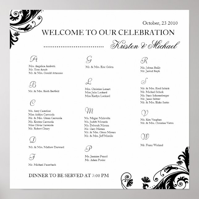 Arrangemangt sittdiagram poster (Framsidan)