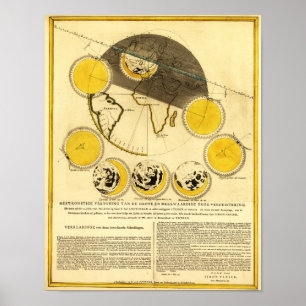Arrangerar gradvis av månen runt om jordkartan poster