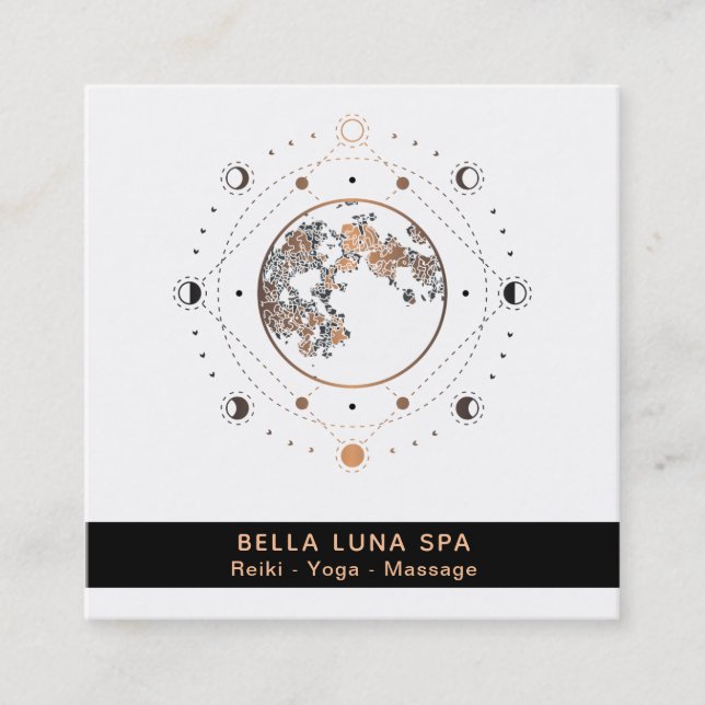 Arrangerar gradvis den sakrala geometrimånen för fyrkantigt visitkort (Framsida)