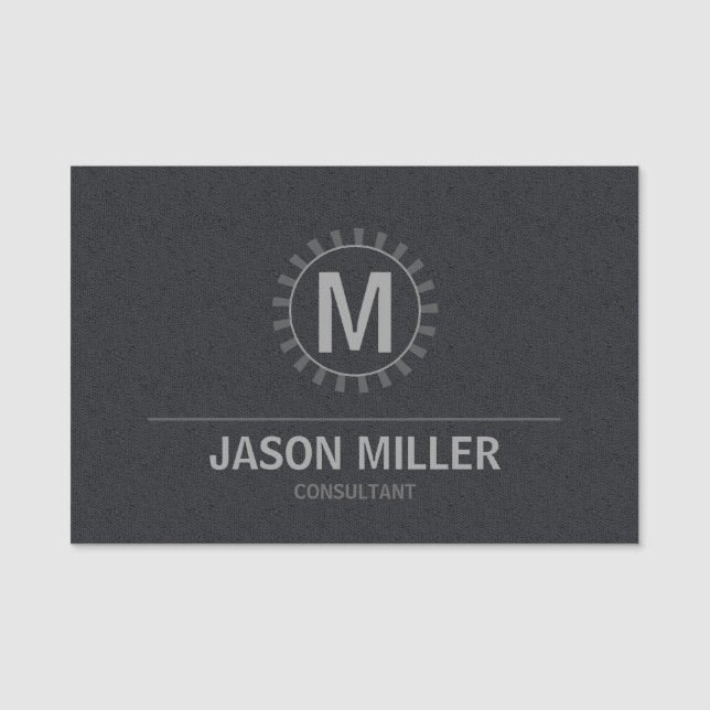 Array and Line Monogram Professionell Silver ID313 Namnbricka (Framsida)