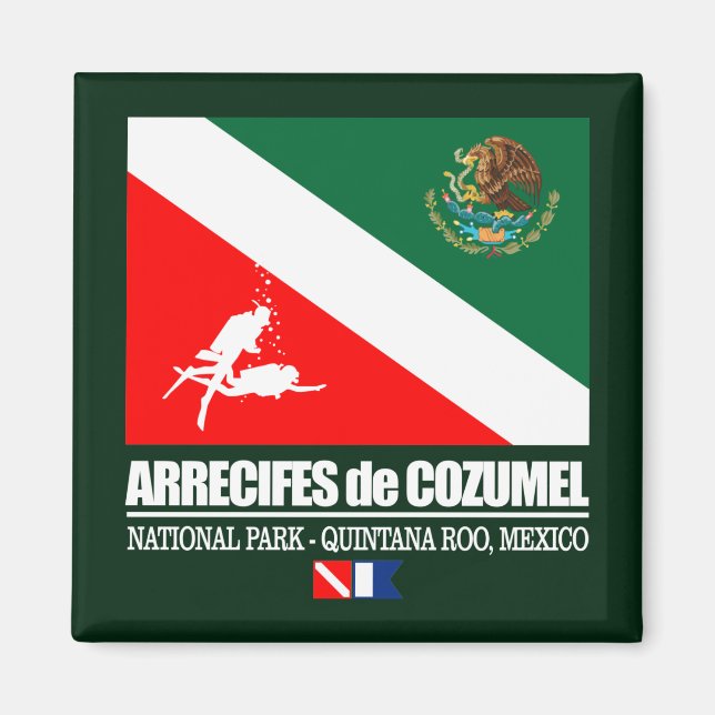Arrecifes de Cozumel (sq) Magnet (Framsidan)