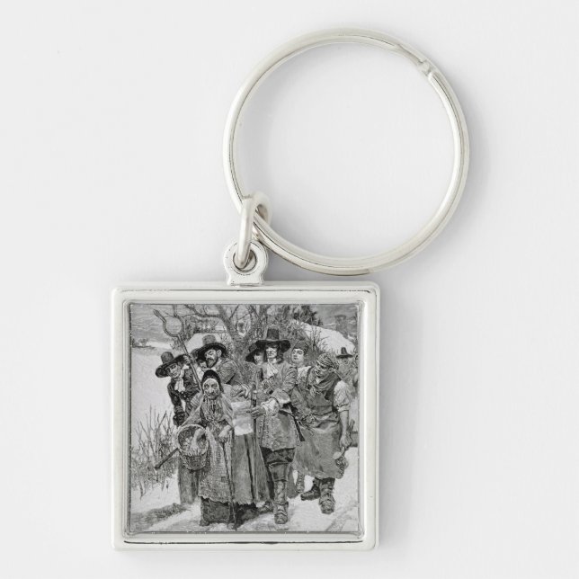 Arrestera en häxa fyrkantig silverfärgad nyckelring (Framsidan)