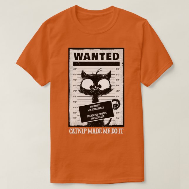 Arresterad katt Katt i fängelset Wanted cat Cute b T Shirt (Design framsida)