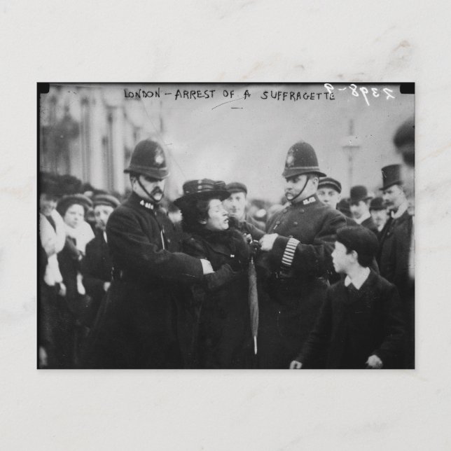 Arrestering av en Suffragette i London England c 1 Vykort (Framsida)