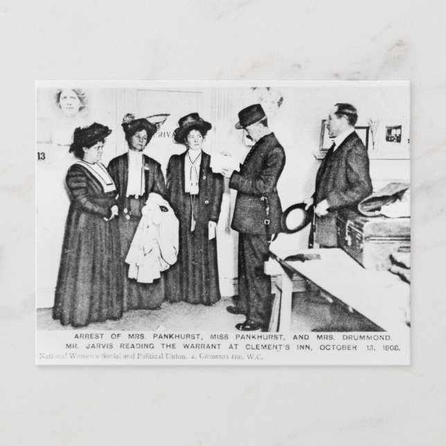 Arrestering av Pankhurst Vykort (Framsida)
