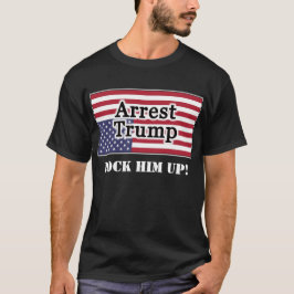 Arresteringstrump uppåt och nedåt på den amerikans t shirt
