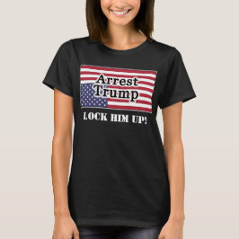 Arresteringstrump uppåt och nedåt på den amerikans t shirt