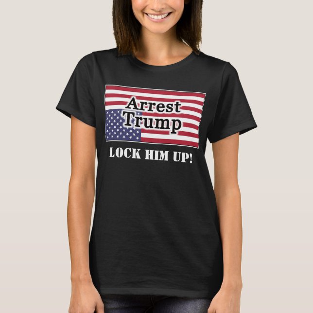 Arresteringstrump uppåt och nedåt på den amerikans t shirt (Framsida)