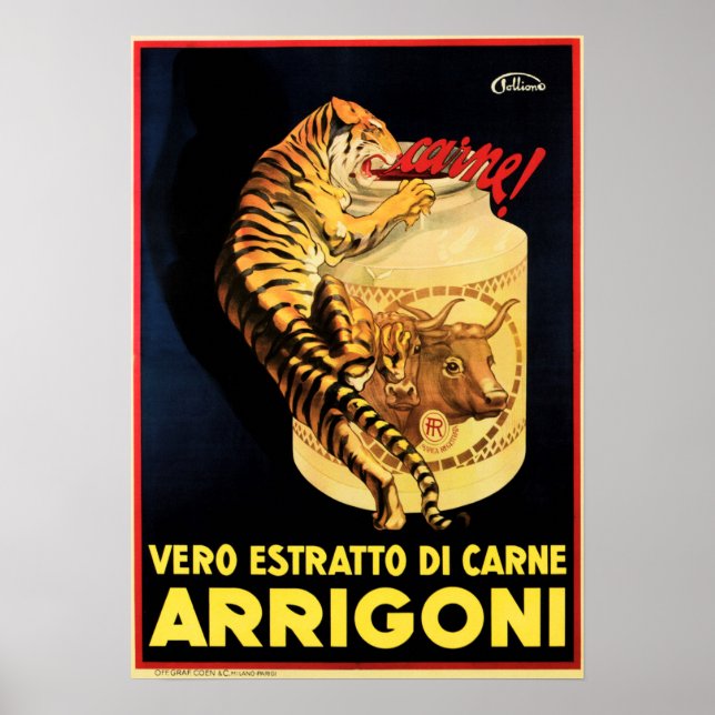 ARRIGONI Real Kött Extract Italien Supplement Poster (Framsidan)