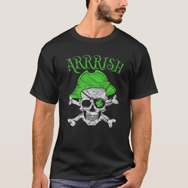 Arrish Funny Saint Patricks Day Irish Pirat St P T Shirt (Framsida)