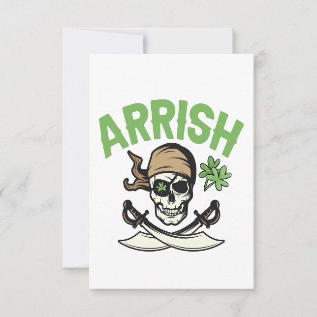 Arrish Irish Pirat Funny St patrick's day Gift Tack Kort (Framsida)