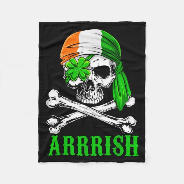Arrish Irish Rate Skull St Patricks Day Clover Gif Fleecefilt (Framsidan)