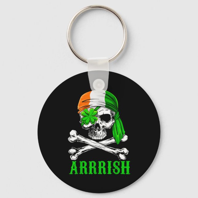 Arrish Irish Rate Skull St Patricks Day Clover Gif Nyckelring (Framsida)