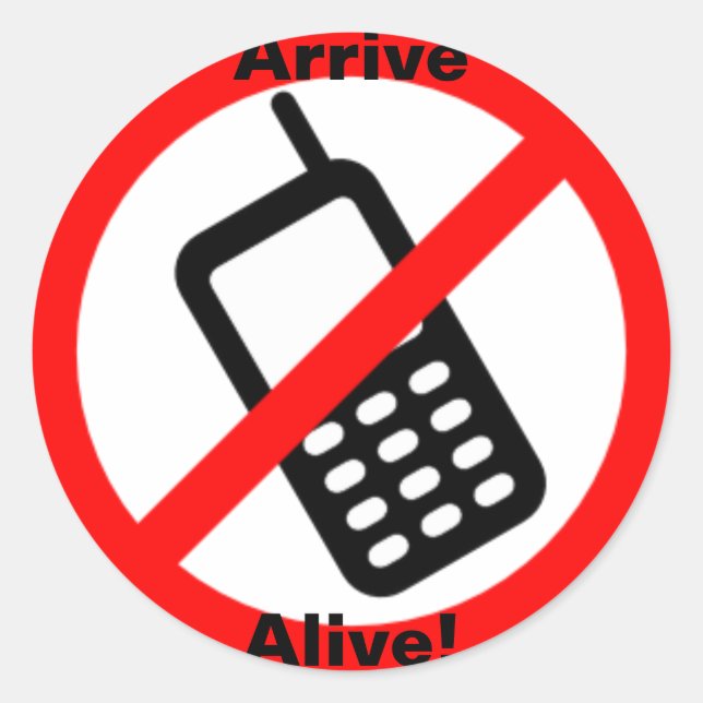 Arrive Alive! Stor rund etikett (Framsida)