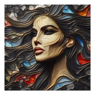 Arrogance Unveiled - Vackra Womans Ansikte Fototryck