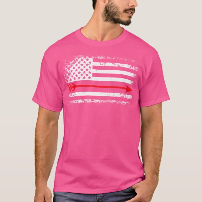 Arrow American Flagga Archery Älskare Bow Hunting T Shirt (Framsida)