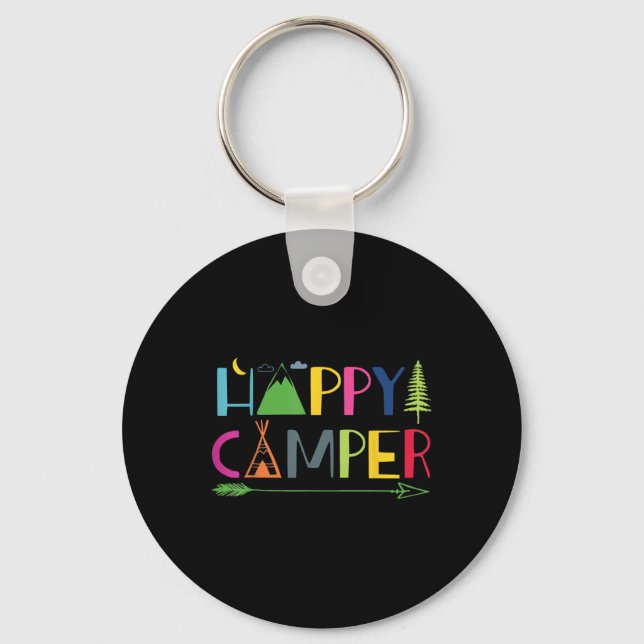 Arrow Camper Lycklig, sommarlägercamping Gift Mana Nyckelring (Framsida)