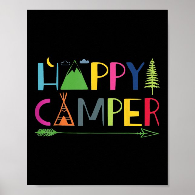 Arrow Camper Lycklig, sommarlägercamping Gift Mana Poster (Framsidan)