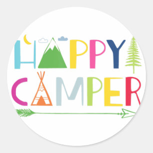 Arrow Camper Lycklig, sommarlägercamping Gift Mana Runt Klistermärke