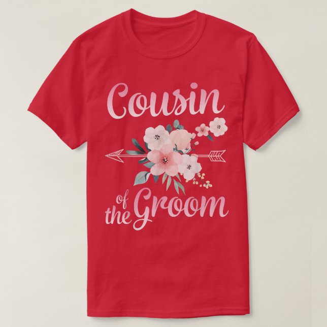 Arrow Flower Lycklig Cousin of the Groom Bride Hus T Shirt (Design framsida)