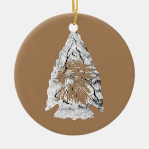 Arrowhad Hunter Indian Chief Relic Hunting Julgransprydnad Keramik