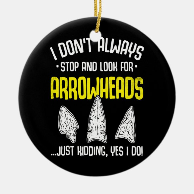 Arrowhad Hunting Flint Samling Flintknapping Julgransprydnad Keramik (Framsidan)