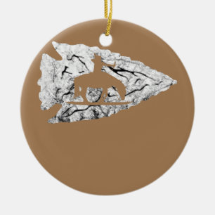 Arrowhad Hunting Native American Relic Hunter Julgransprydnad Keramik