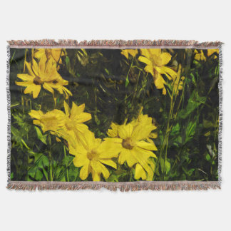 Arrowleaf Balsamroot Gult Wildblomma Abstrakt Filt