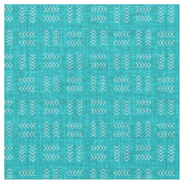 Arrows on Turquoise Linen Tyg (Närbild)