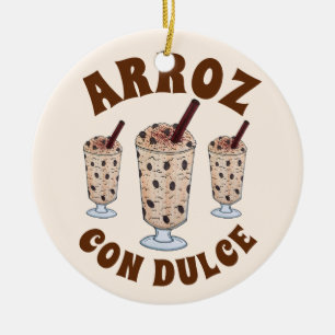 Arroz con Dulce Puerto Rican Coconut Ris Pudding Julgransprydnad Keramik