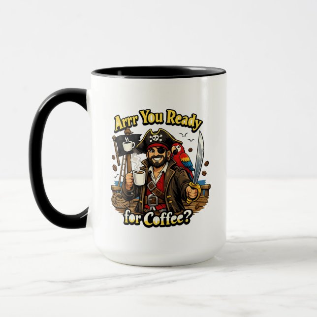 Arrr Är du redo för kaffe? Piratkaffemugg Mugg (Vänster)