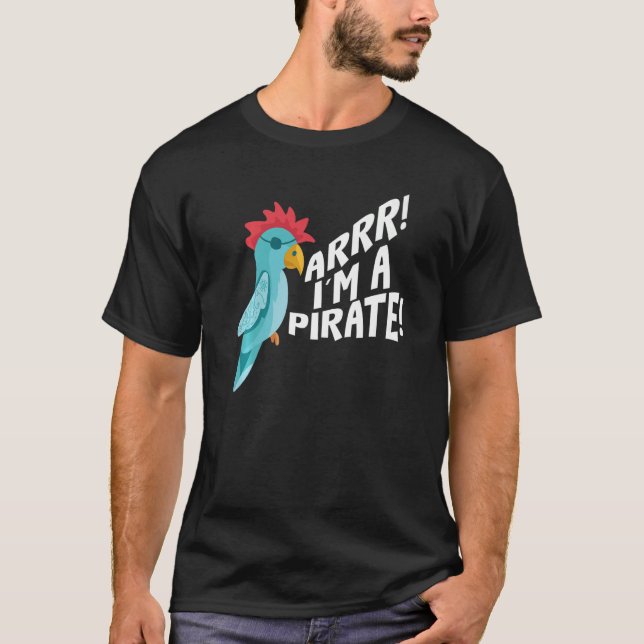 Arrr jag är en Pirat-papegoja som pratar fåglar T Shirt (Framsida)