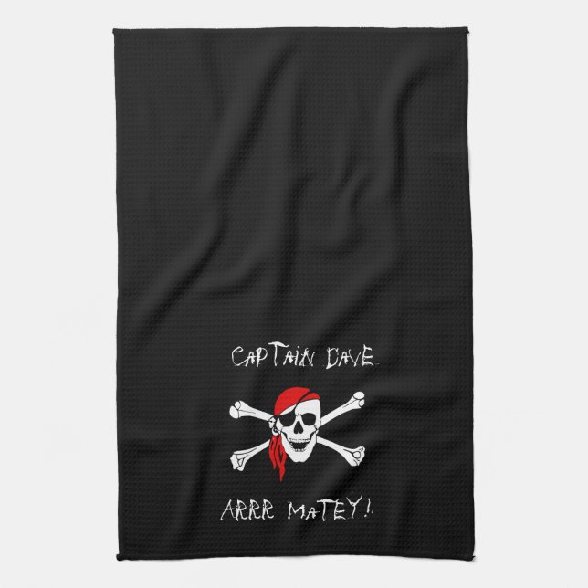 ARRR Matey Personlig Pirat Kitchen Towel Black Kökshandduk (Vertikal)