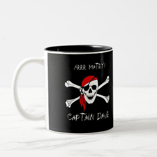 ARRR Matey Personlig Pirat Skull Crossbone Mugg (Vänster)
