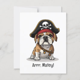 Arrr Matey Pirat Engelsk Bulldogg Dödskalle Korsbe Vykort