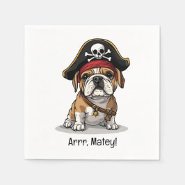 Arrr Matey Pirat English Bulldog Skull Crossbone Pappersservett