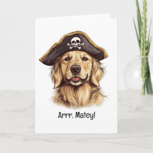 Arrr Matros Pirat Golden Retriever Hund Skalle Kort
