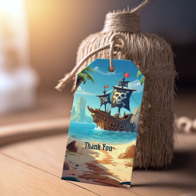 Arrr-tack-ye! Piratparadisöns födelsedag Presentetikett (Skapare uppladdad)