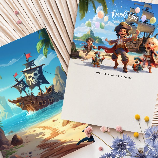 Arrr-tack-ye! Piratparadisöns födelsedag Tack Kort (Skapare uppladdad)