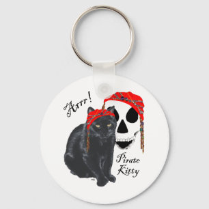 Arrrr! Svart Katt Sjörövare Kitty Nyckelring