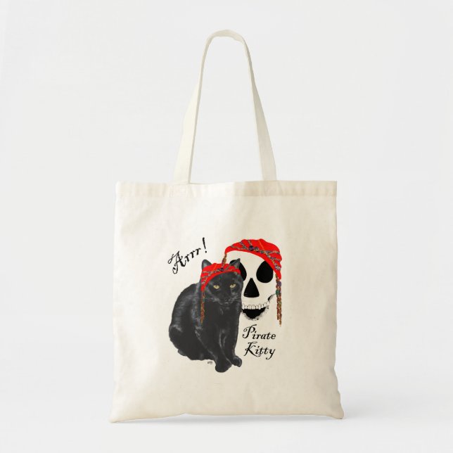 Arrrr! Svart Katt Sjörövare Kitty Tygkasse (Framsidan)