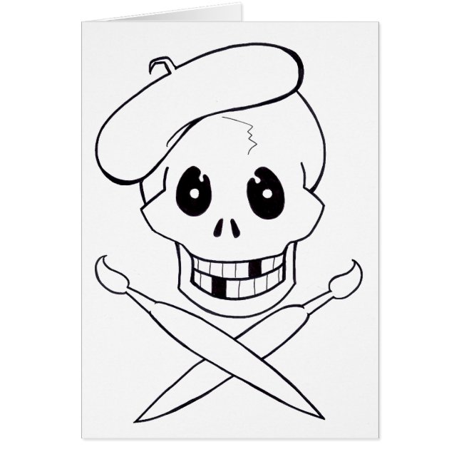 Arrrrtist pirat (skallen och Crossbones) Hälsningskort (Framsidan)