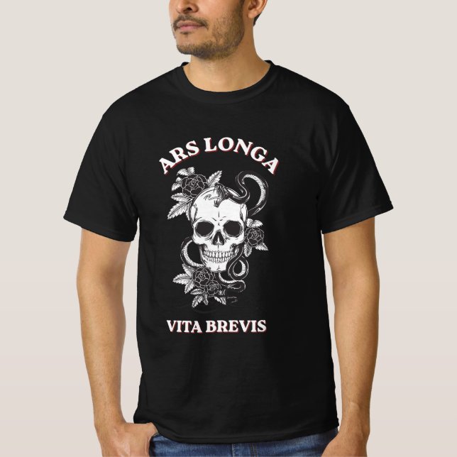 Ars Longa Vita Brevis Dödskalle & Orm T-Shirt (Framsida)